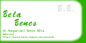 bela bencs business card